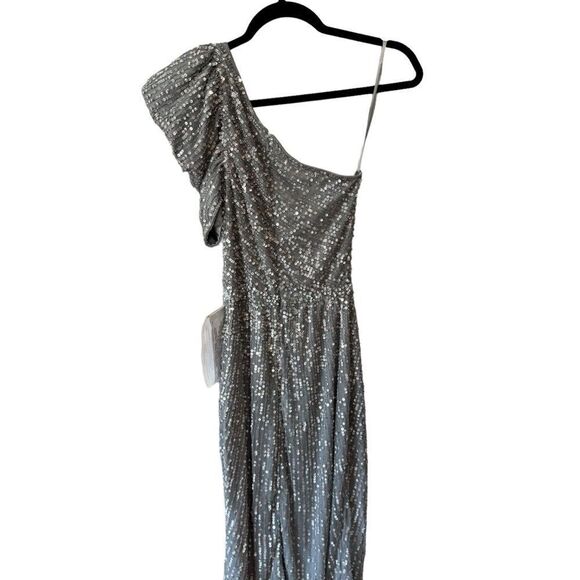 Revolve MAC DUGGAL Embellished One Shoulder Puff Sleeve Sequin Maxi Dress - Picture 9 of 10